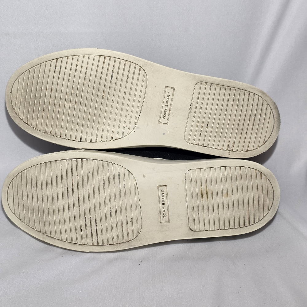 Tory Burch Sport "All Love" Navy and White Suede Mid‎ Top Sneakers Womens Size 9 - Picture 10 of 11